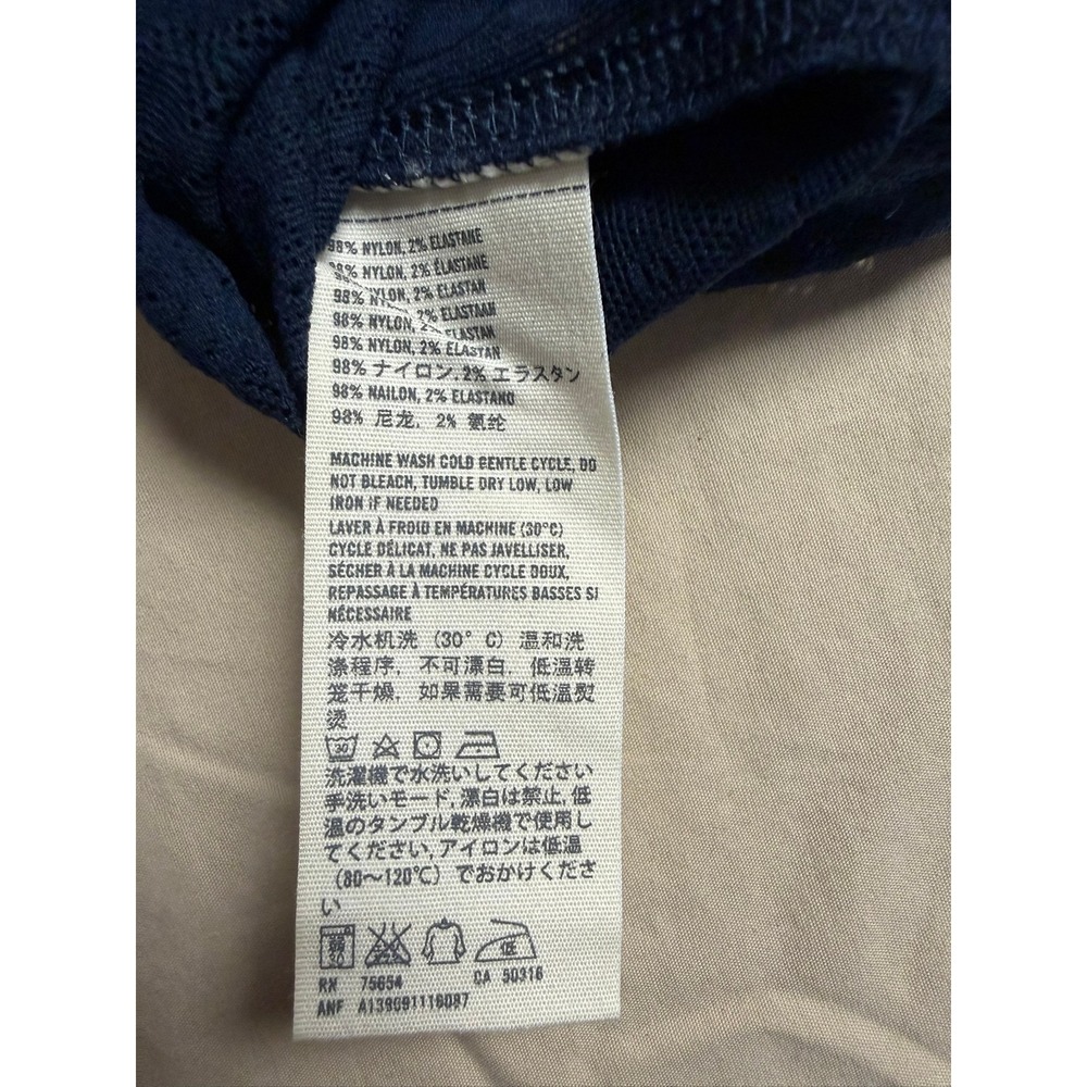 Abercrombie & Fitch Womens Navy Blue Floral Lace Henley Racerback Tank Top Small - Picture 4 of 4